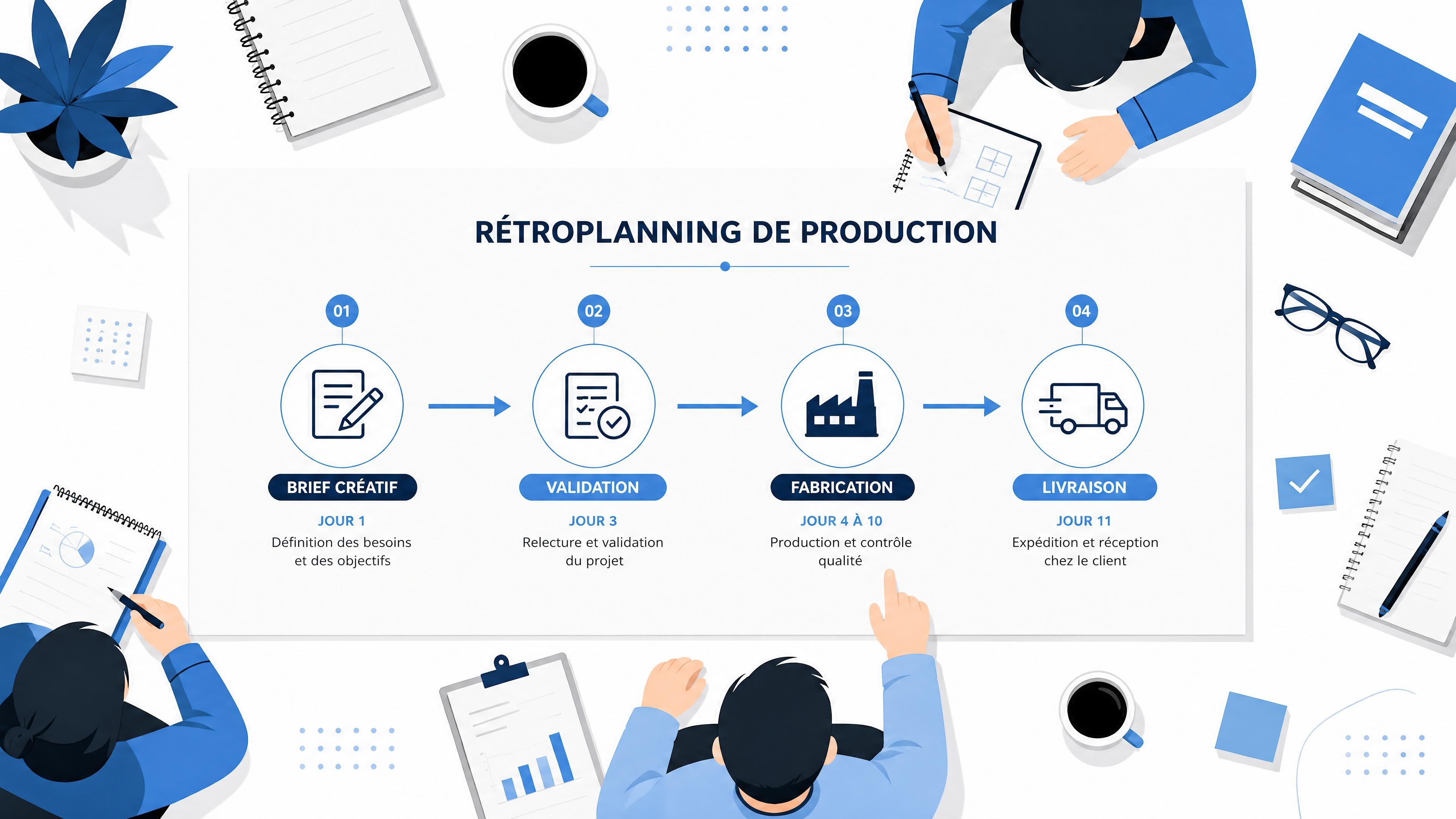Chef de projet consultant un rétroplanning de production avec jalons et délais